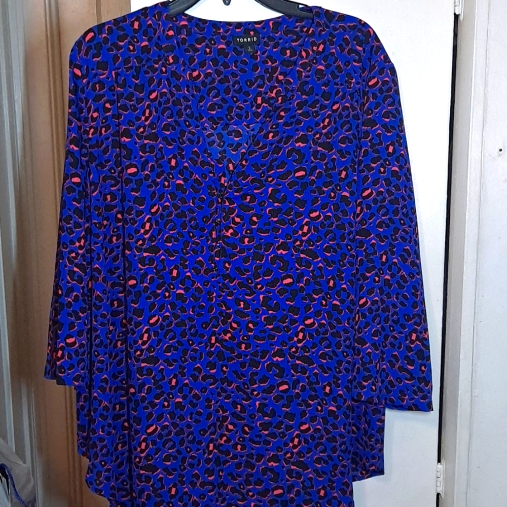 Torrid Blue Cheetah Blouse